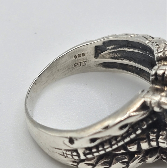 Sterling Larimar Ring Size 10.25 large light Blue Stone silver Statement Ring - Picture 6 of 7